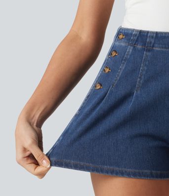 Halara Flex™ High Waisted Denim Casual Shorts 3'' with Pockets Halara Flex™ High Waisted Denim Casual Shorts 3'' with Pockets
