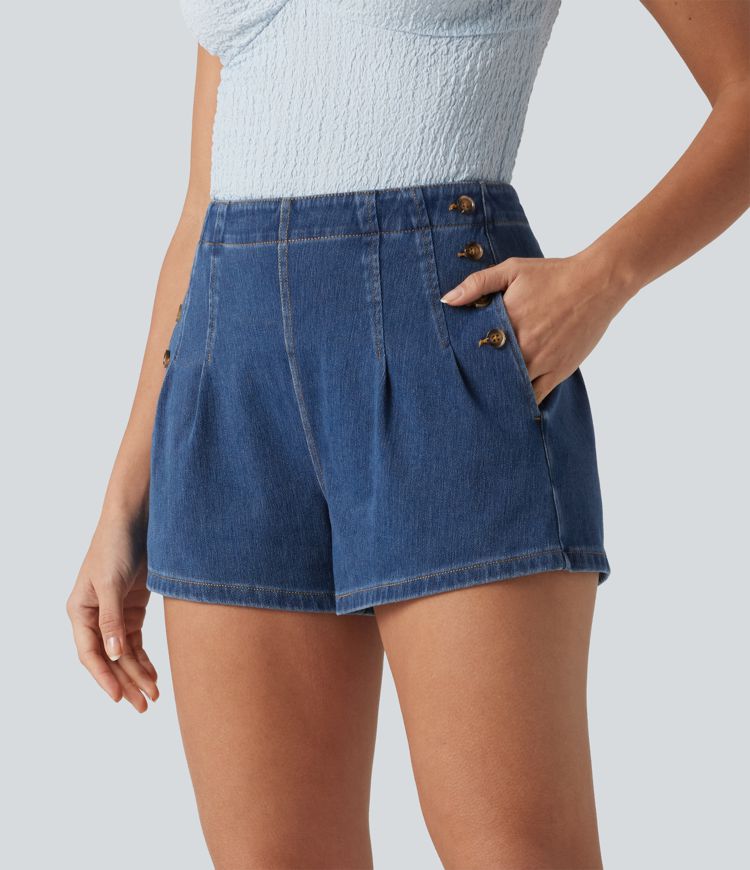 Halara Flex™ High Waisted Denim Casual Shorts 3'' with Pockets Halara Flex™ High Waisted Denim Casual Shorts 3'' with Pockets