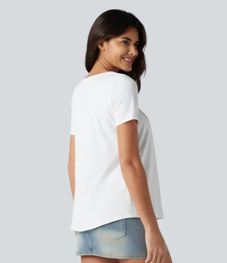 Square Neck Short Sleeve Casual Top