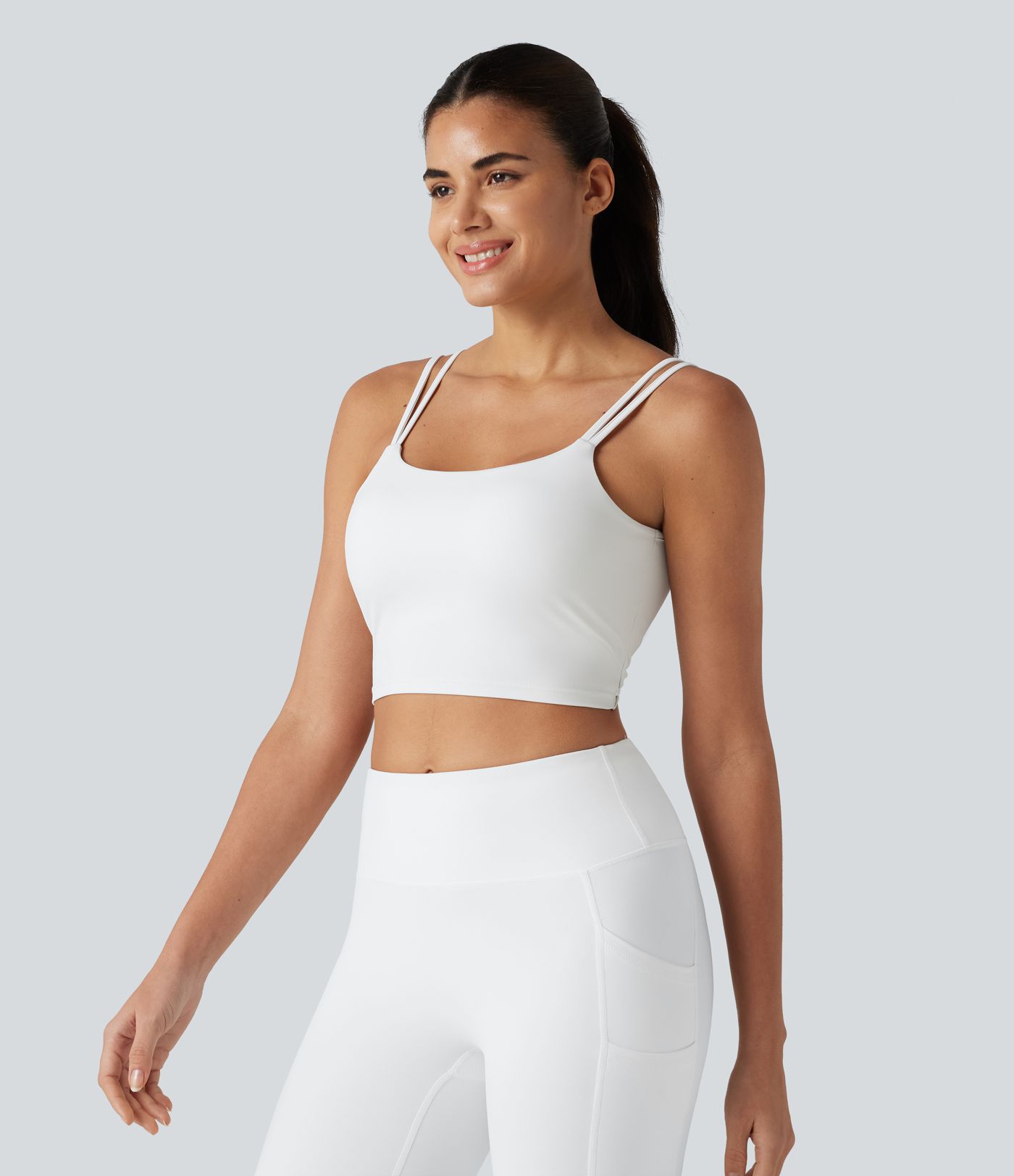 Halara UltraSculpt™ Débardeur yoga court à bretelles doubles, dos nu torsadé