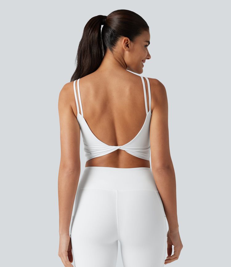 Halara UltraSculpt™ Débardeur yoga court à bretelles doubles, dos nu torsadé