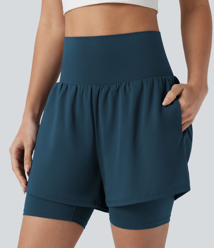 SoftlyZero™ Airy Super High Waisted 2-in-1 Cool Touch Yoga Shorts 7'' with Pockets