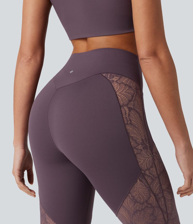 Halara UltraSculpt™ High Waisted Tummy Control Contrast Lace Yoga 7/8 Leggings with Pocket Halara UltraSculpt™ High Waisted Tummy Control Contrast Lace Yoga 7/8 Leggings with Pocket