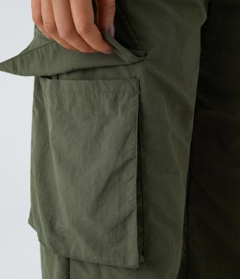 Mid Rise Button Zipper Side Pocket Wide Leg Casual Cargo Pants