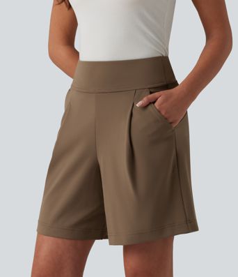 DayStretch High Waisted Work Baggy Shorts 7'' with Pockets