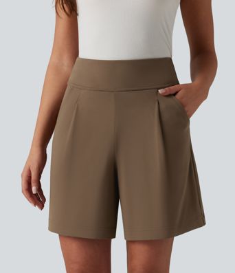 DayStretch High Waisted Work Baggy Shorts 7'' with Pockets