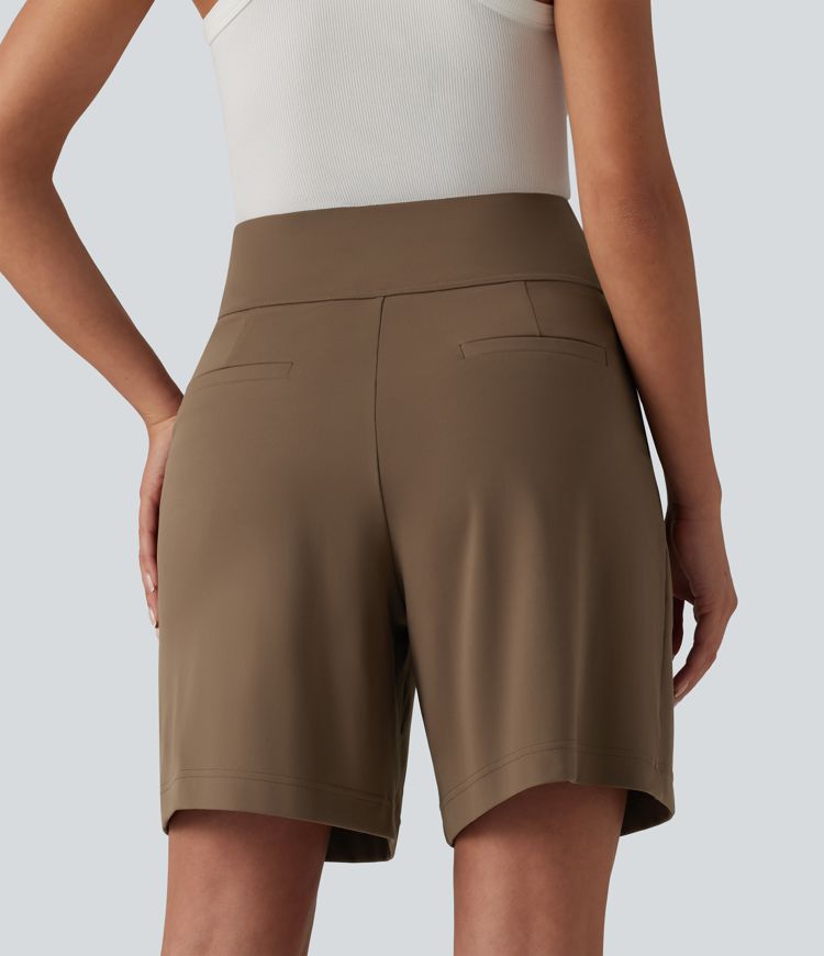 DayStretch High Waisted Work Baggy Shorts 7'' with Pockets