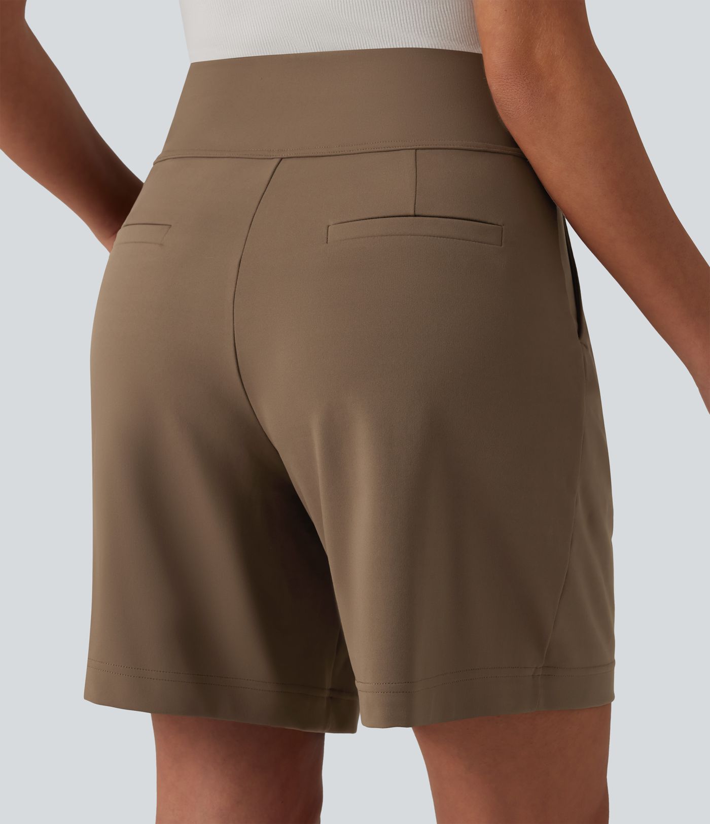 DayStretch High Waisted Work Baggy Shorts 7'' with Pockets