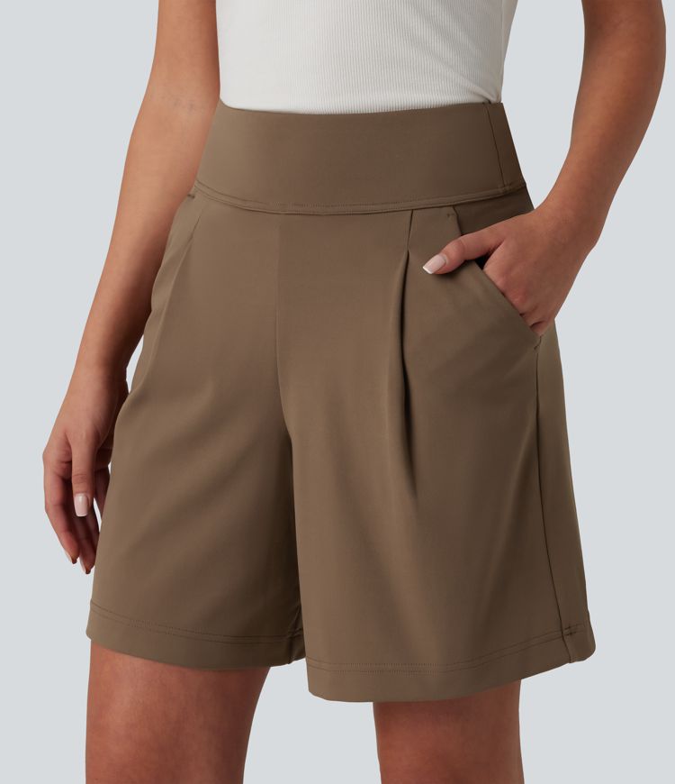 DayStretch High Waisted Work Baggy Shorts 7'' with Pockets