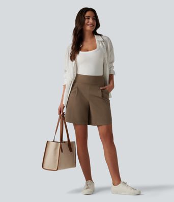 DayStretch High Waisted Work Baggy Shorts 7'' with Pockets