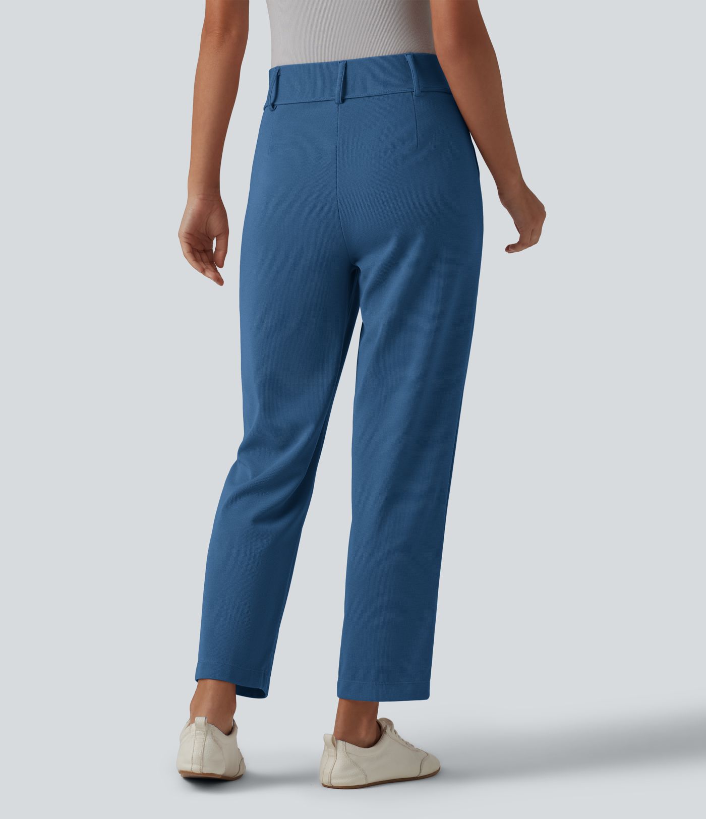 Halara Flex™ - Schmal zulaufende Bürohose mit hohem Bund, Seitentaschen und Waffelstoff