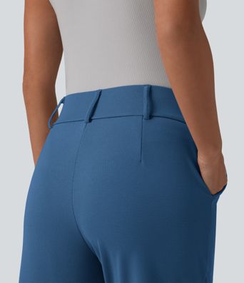 Halara Flex™ - Schmal zulaufende Bürohose mit hohem Bund, Seitentaschen und Waffelstoff