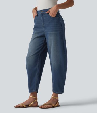 Halara Flex™ Mid Rise Barrel Leg Casual Jeans with Pockets