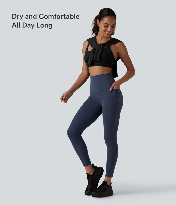 Halara UltraSculpt™ High Waisted Anti-Roll Tummy Control Shaping Yoga 7/8 Leggings with Pockets