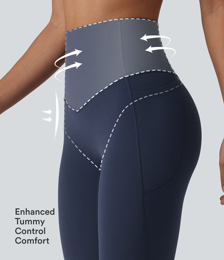 Halara UltraSculpt™ High Waisted Anti-Roll Tummy Control Shaping Yoga 7/8 Leggings with Pockets