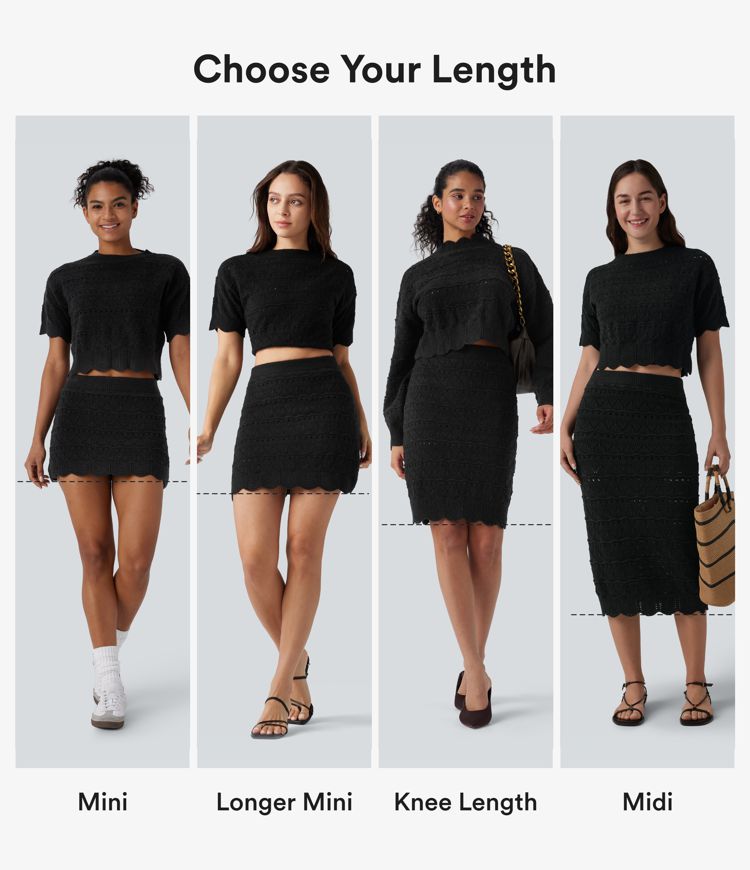 High Waisted 2-in-1 Open Knit Knee Length Casual Sweater Skirt with Pockets High Waisted 2-in-1 Open Knit Knee Length Casual Sweater Skirt with Pockets
