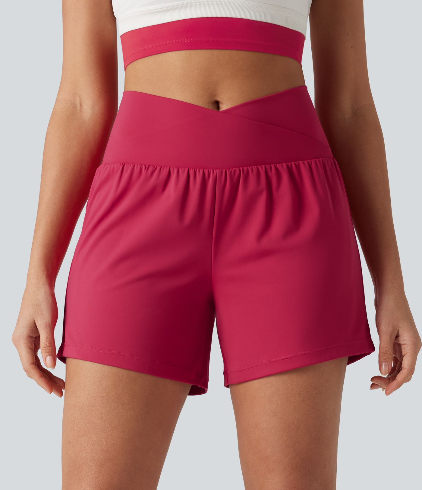 Short de yoga SoftlyZero™ Airy croisé taille haute 2 en 1 toucher frais 12,5 cm avec poches