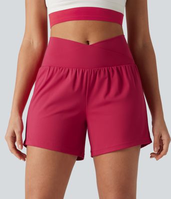 Short de yoga SoftlyZero™ Airy croisé taille haute 2 en 1 toucher frais 12,5 cm avec poches
