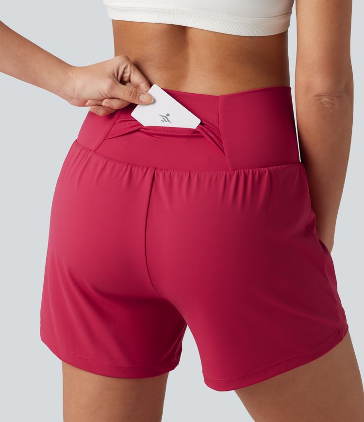 Short de yoga SoftlyZero™ Airy croisé taille haute 2 en 1 toucher frais 12,5 cm avec poches