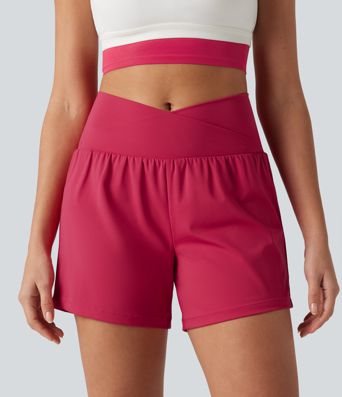 Short de yoga SoftlyZero™ Airy croisé taille haute 2 en 1 toucher frais 12,5 cm avec poches