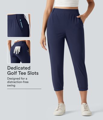 Jogging court taille haute à séchage rapide pour le golf avec poches