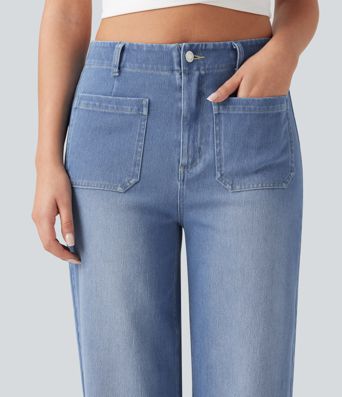 Halara Flex™ High Waisted Straight Leg Casual Jeans with Pockets