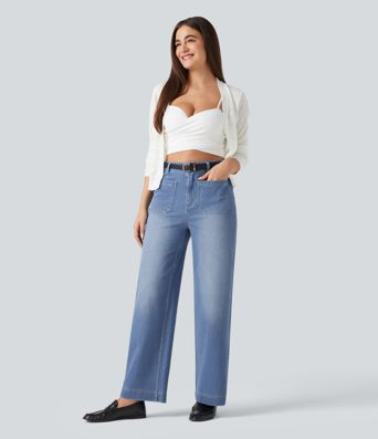 Halara Flex™ High Waisted Straight Leg Casual Jeans with Pockets