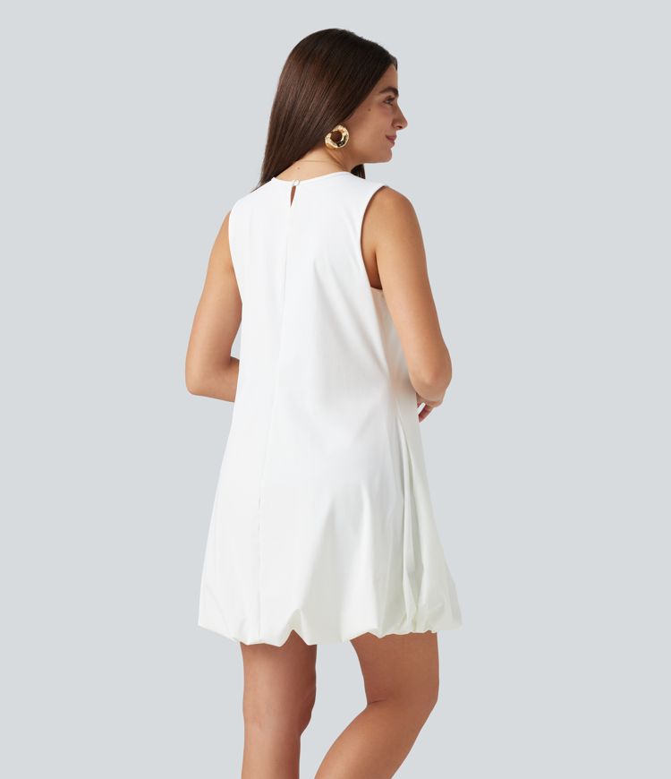 Robe sport mini de danse col rond sans manches coupe boule avec poches Robe sport mini de danse col rond sans manches coupe boule avec poches
