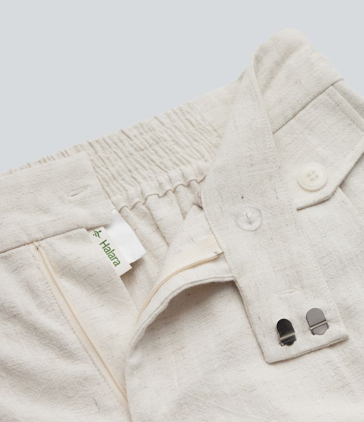 Legere Shorts mit hohem Bund aus Leinenmischung, 6''-Länge, mit Taschen