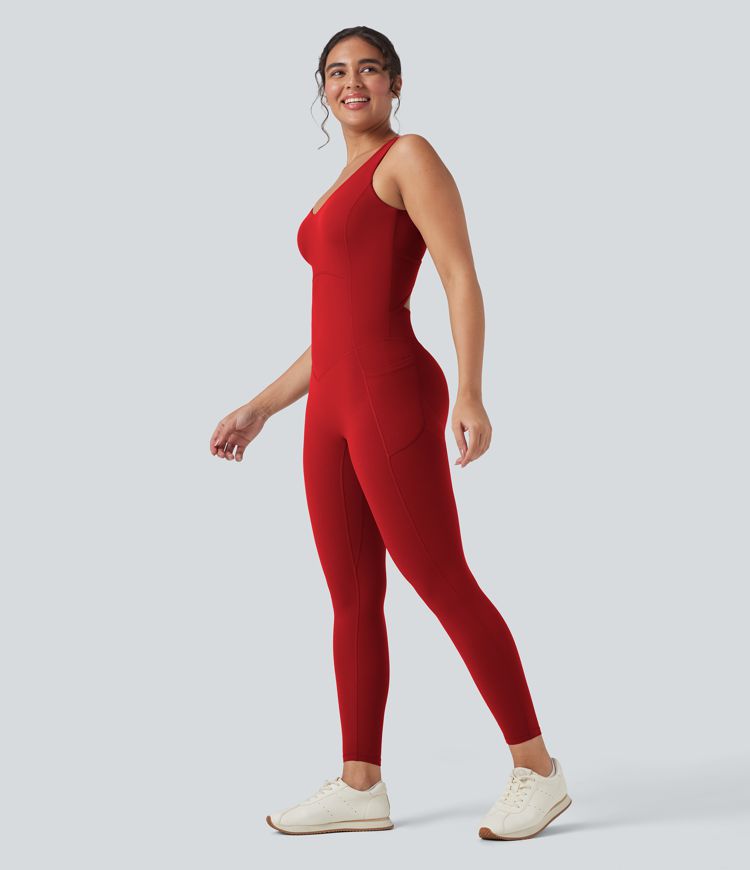 Halara UltraSculpt™ V Neck Tummy Control Butt Lifting Workout Jumpsuit with Pockets Halara UltraSculpt™ V Neck Tummy Control Butt Lifting Workout Jumpsuit with Pockets