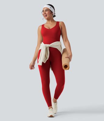 Halara UltraSculpt™ V Neck Tummy Control Butt Lifting Workout Jumpsuit with Pockets Halara UltraSculpt™ V Neck Tummy Control Butt Lifting Workout Jumpsuit with Pockets