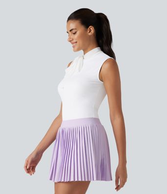 SoftlyZero™ Airy Mock Neck Tie Sleeveless Cool Touch Golf Sports Top-UPF50+