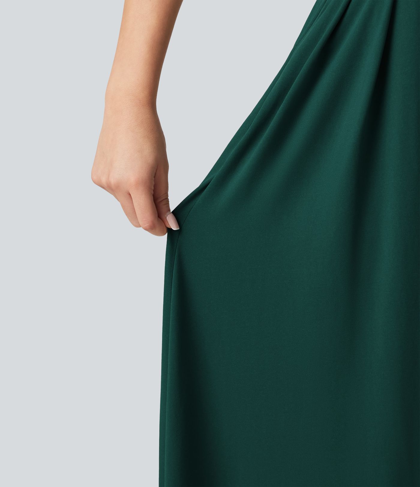 Sweetheart Neck Sleeveless Crisscross Tie-back Maxi Casual Flowy Dress with Pockets