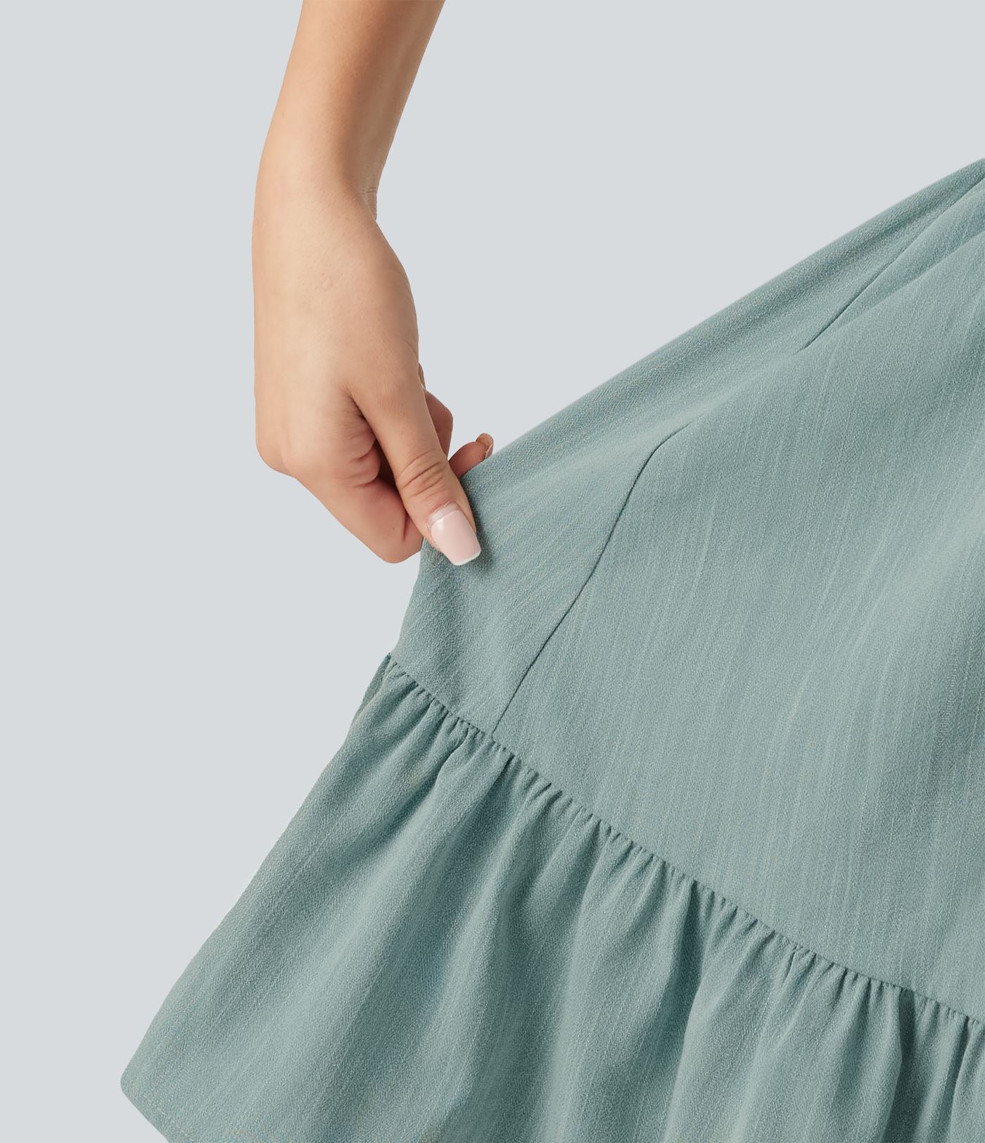 Tie Front Flowy Mini Casual Linen-Feel Slip Dress