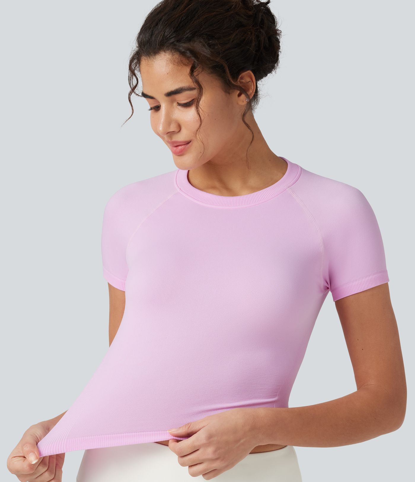 OneForm Seamless Flow Round Neck Raglan Short Sleeve Slim Yoga Sports Top