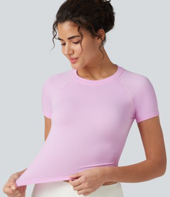 OneForm Seamless Flow Round Neck Raglan Short Sleeve Slim Yoga Sports Top