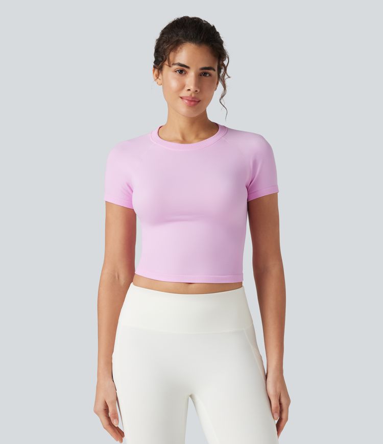 OneForm Seamless Flow Round Neck Raglan Short Sleeve Slim Yoga Sports Top