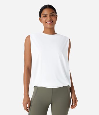 Rundals Gerafftes Cool Touch Yoga Tank Top-UPF50+