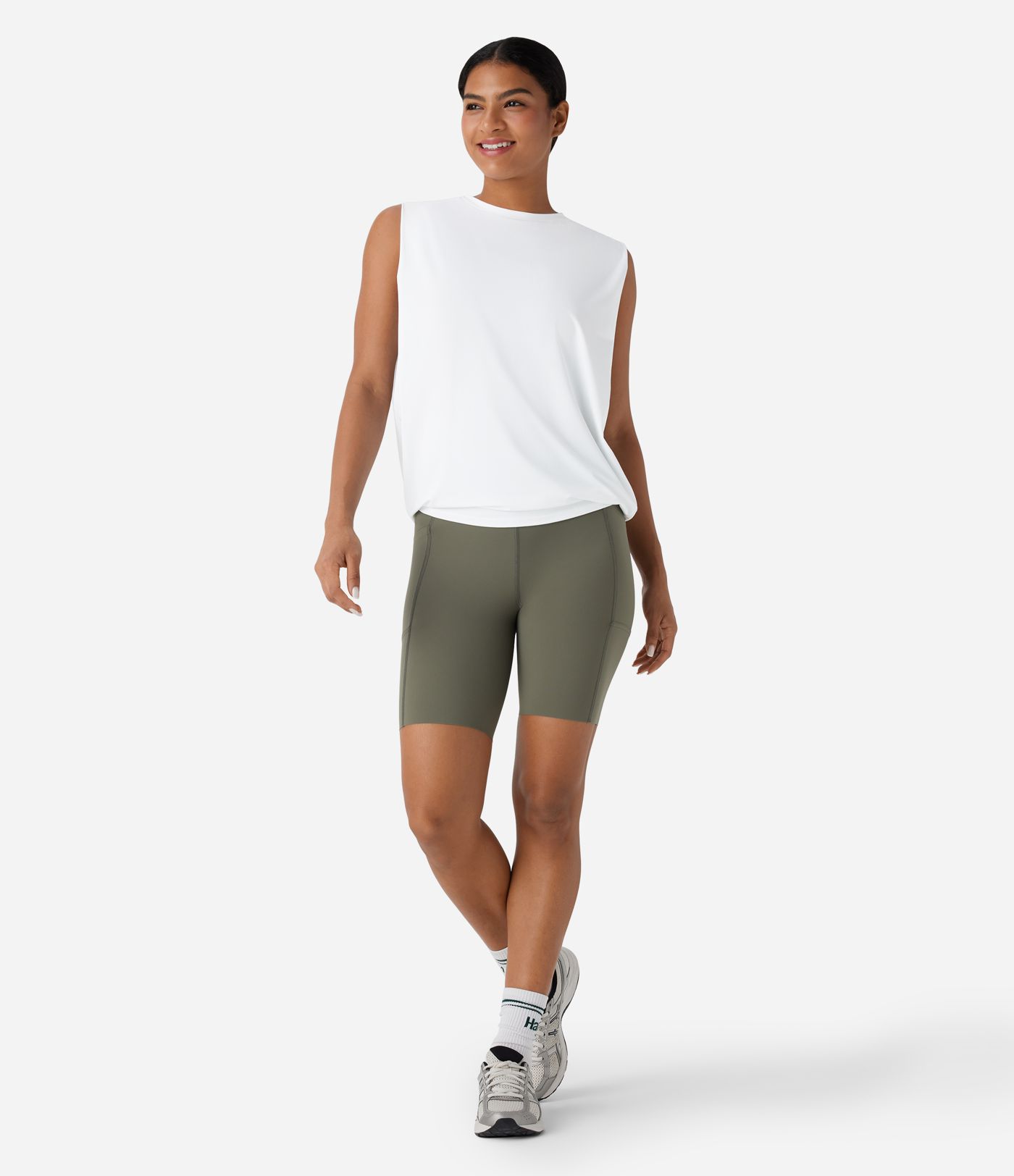 Rundals Gerafftes Cool Touch Yoga Tank Top-UPF50+