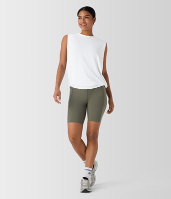 Round Neck Ruched Cool Touch Yoga Tank Top-UPF50+