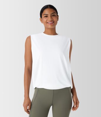 Round Neck Ruched Cool Touch Yoga Tank Top-UPF50+