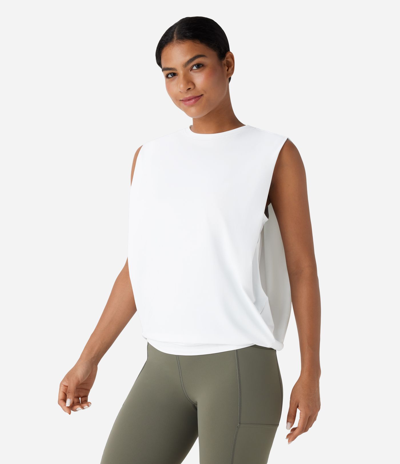 Rundals Gerafftes Cool Touch Yoga Tank Top-UPF50+