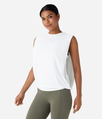 Rundals Gerafftes Cool Touch Yoga Tank Top-UPF50+