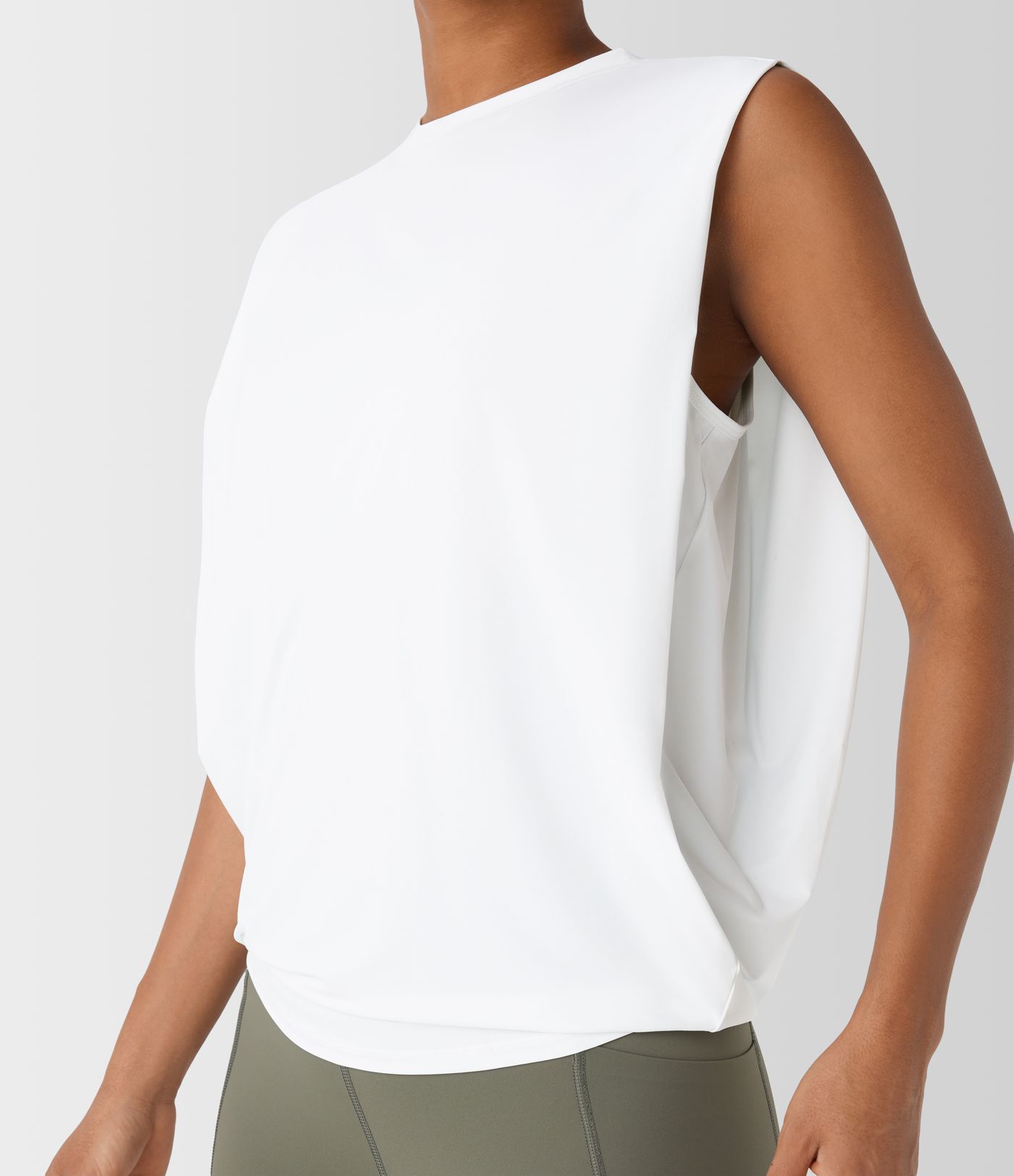 Round Neck Ruched Cool Touch Yoga Tank Top-UPF50+