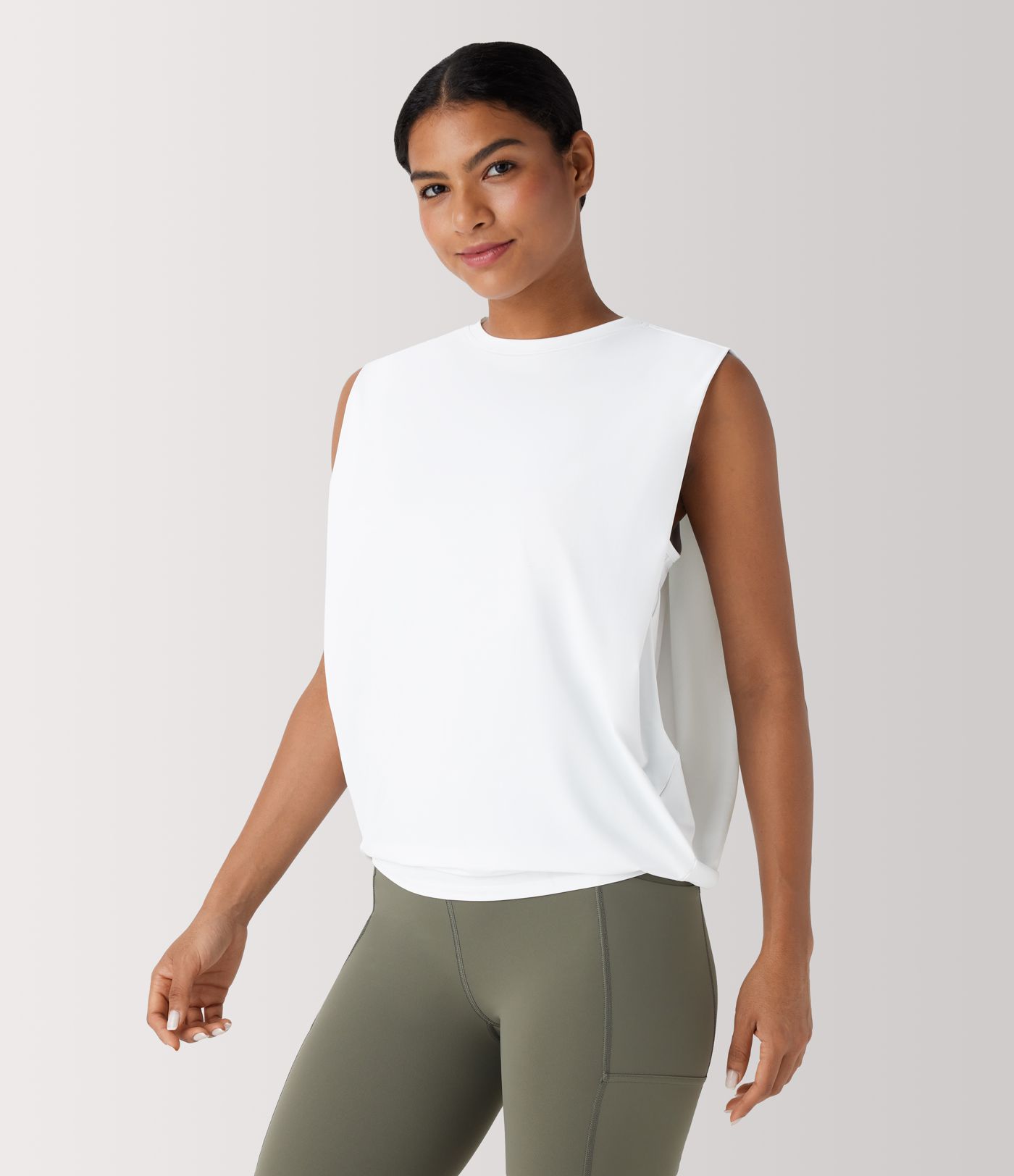 Rundals Gerafftes Cool Touch Yoga Tank Top-UPF50+