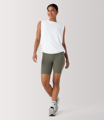 Rundals Gerafftes Cool Touch Yoga Tank Top-UPF50+