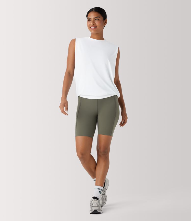 Rundals Gerafftes Cool Touch Yoga Tank Top-UPF50+