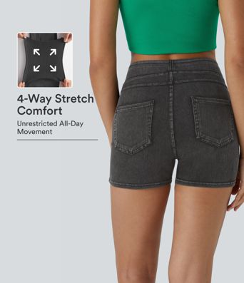 Halara Flex™ High Waisted Pocket Denim Casual Shorts 3" Halara Flex™ High Waisted Pocket Denim Casual Shorts 3"
