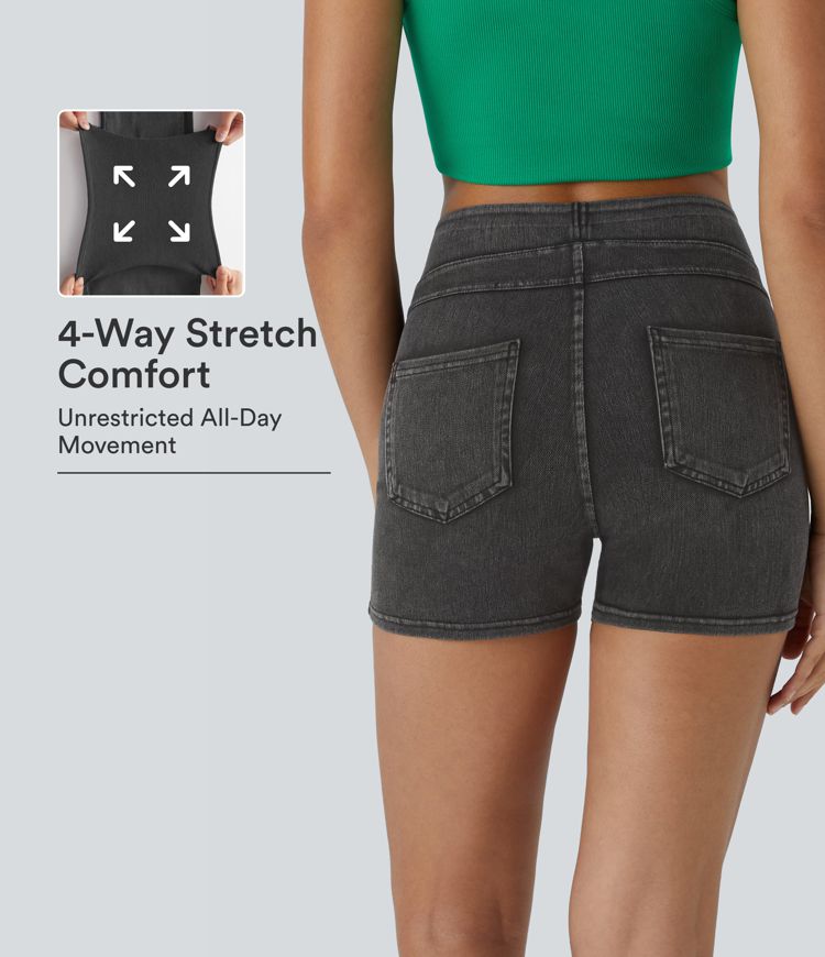 Halara Flex™ High Waisted Pocket Denim Casual Shorts 3" Halara Flex™ High Waisted Pocket Denim Casual Shorts 3"