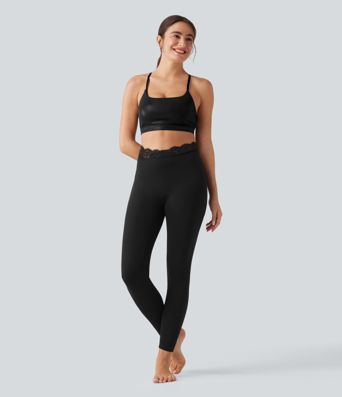 Halara UltraSculpt™ V-Shaped High Waisted Contrast Lace Yoga Leggings with Pockets Halara UltraSculpt™ V-Shaped High Waisted Contrast Lace Yoga Leggings with Pockets